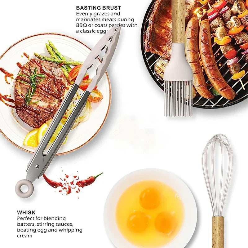 Set de utensilios silicona bambú Premium