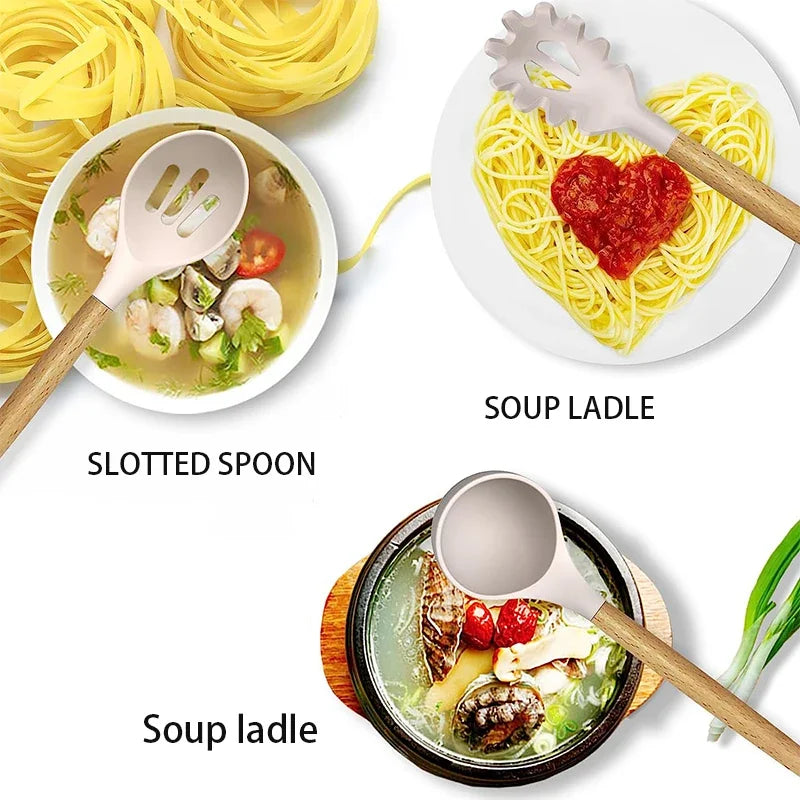 Set de utensilios silicona bambú Premium